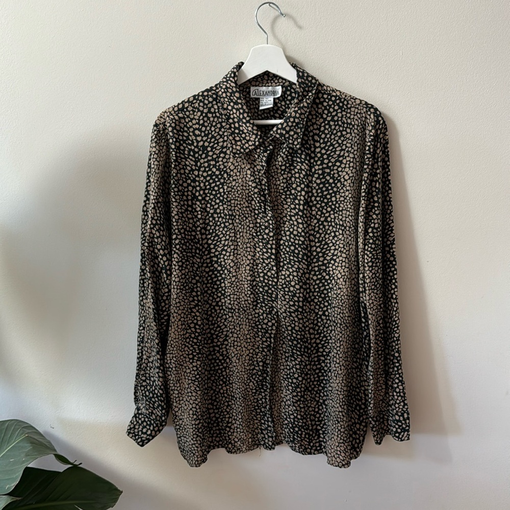 Vintage - animal print silk top